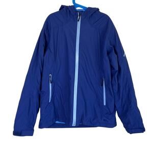 REI Girls Sz L (14-16) Water Resistant Jacket Hooded Lightweight Blue Fall